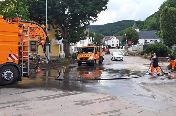 Die SES leistet Kanal-Nothilfe im Starkregen-Katastrophengebiet der Verbandsgemeinde Gerolstein